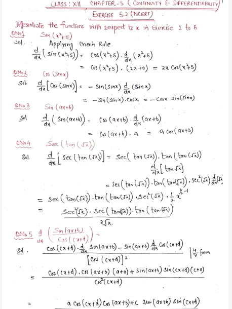 Punjab State Board study material Mathematics notes on Chapter 5