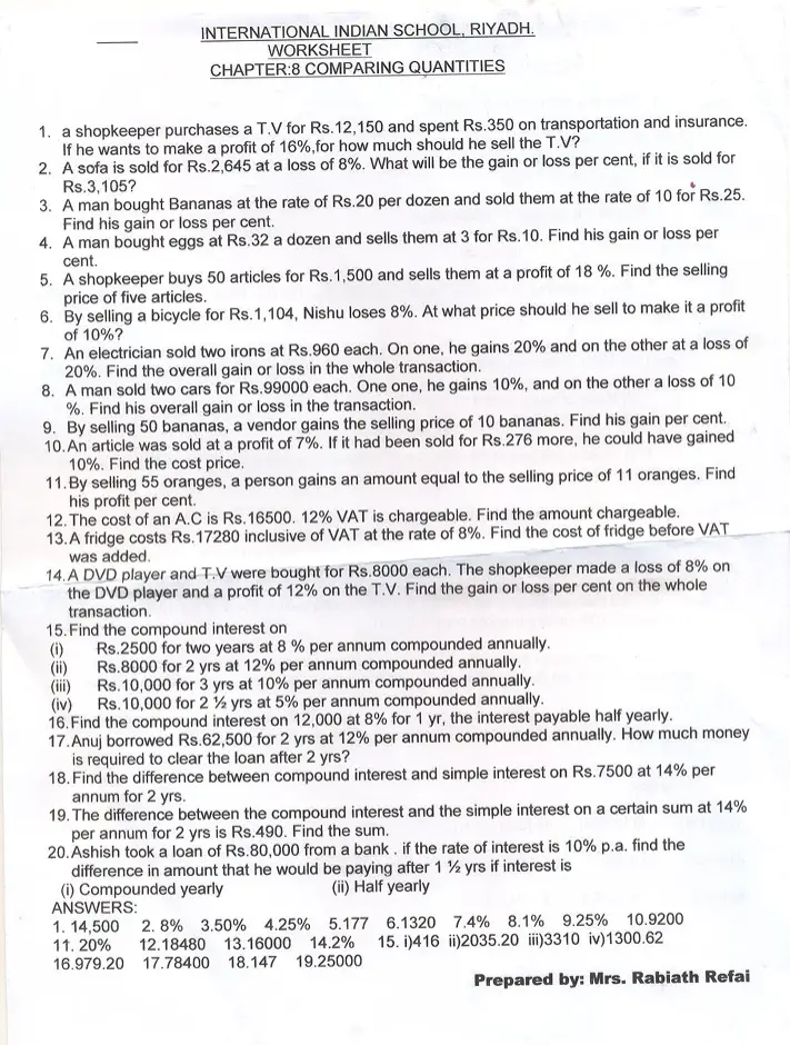 CBSE Class 8 Maths worksheet PDF with chapter-wise practice questions for exam preparation