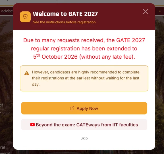 GATE 2027 Registration