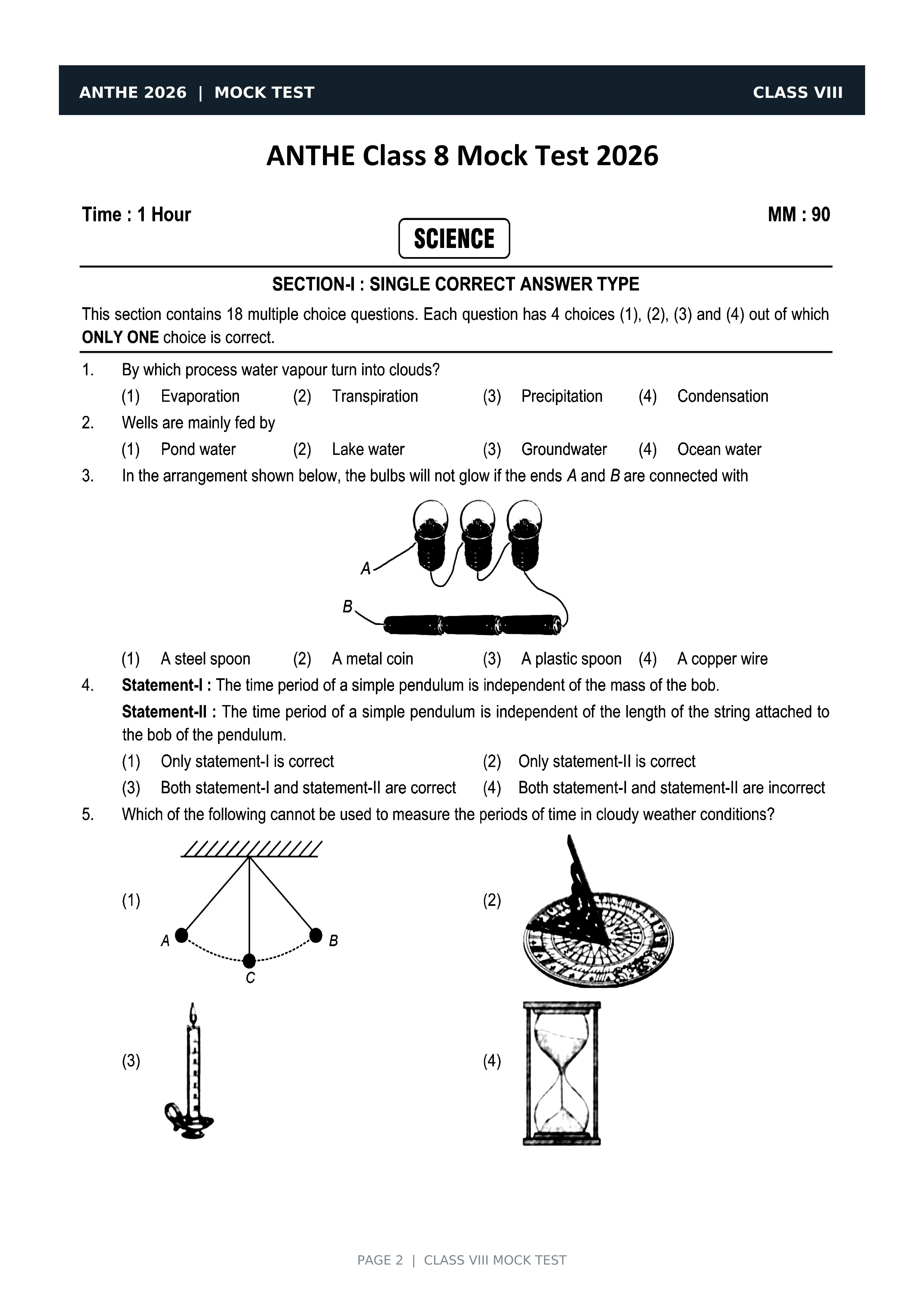 ANTHE Class 8 Mock Test 2026 Page - 2