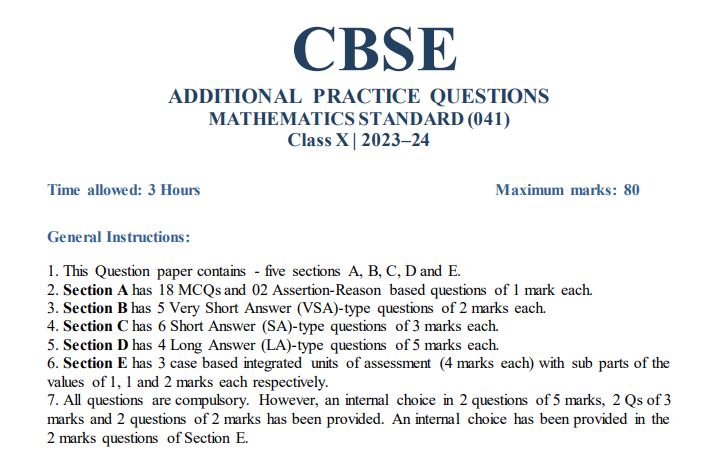 Practice Questions CBSE Class 10, Practice Questions CBSE Class 10 2023-24, Practice Questions CBSE Class 10 PDF, Download Practice Questions CBSE Class 10, CBSE Class 10 Practice Questions 2023-24, CBSE Practice Questions Class 10 2023-24, CBSE Class 10 Additional Practice Questions, CBSE Class 10 Practice Based Questions, CBSE Class 10 Practice Based Questions with Marking Scheme, How to Download Additional Practice Questions CBSE Class 10