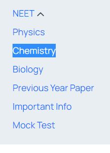 Chemistry MCQ for NEET, Chemistry MCQ for NEET Online, Chemistry MCQ Test for NEET, NEET Chemistry MCQ Test, NEET Chemistry MCQs Chapter Wise, Chemistry MCQ for NEET