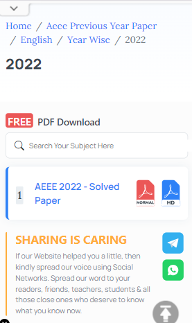 AEEE Previous Year Question Papers, AEEE Previous Year Question Papers with Solutions PDF, AEEE Exam Question Papers, AEEE Previous Year Question Papers with Solutions