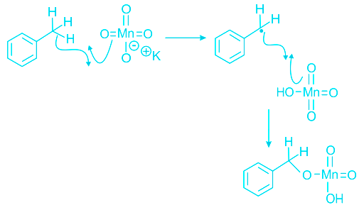 benzylic-oxidation-with-kmno4-proposed-mechanistic-process-using-homolytic-dissocation-of-c-h-bond-followed-by-internal-return
