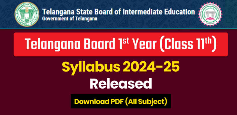 TS Inter 1st Year Syllabus 2024-25: Telangana Board Class 11th Subject-Wise Syllabus Released, Download PDF