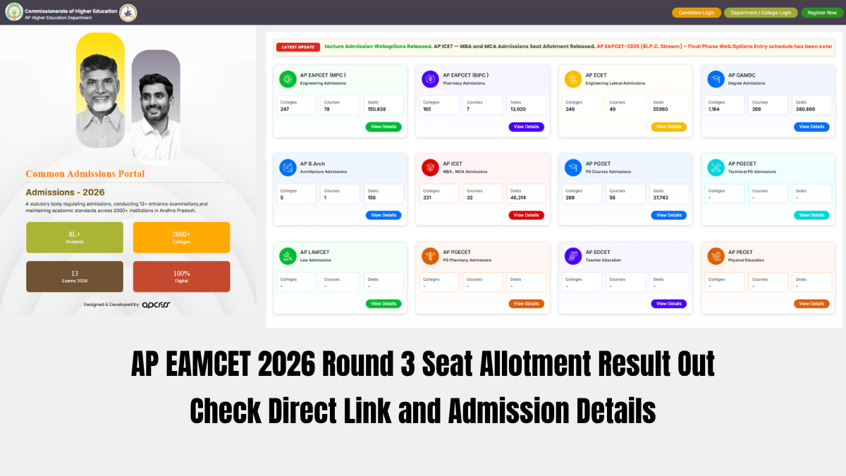 AP EAMCET 2026 Round 3 Seat Allotment Result Out: Check Direct Link and Admission Details