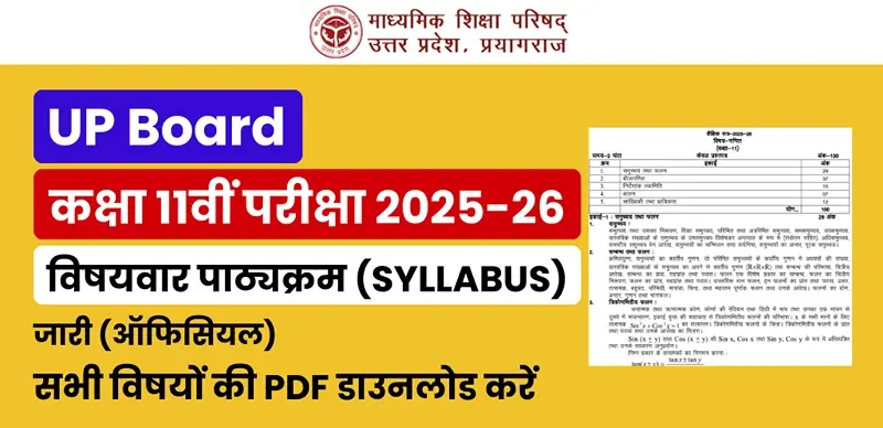 UP Board Class 11 Syllabus 2025-26 जारी – सभी विषयों की ऑफिशियल PDF डाउनलोड करें