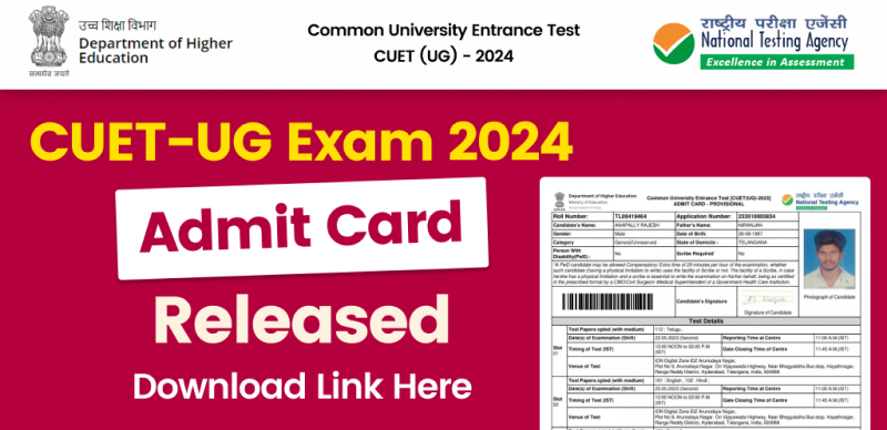 CUET Admit Card 2024 Out: CUET UG Admit Card Released on exams.nta.ac.in, Download Direct Link Here