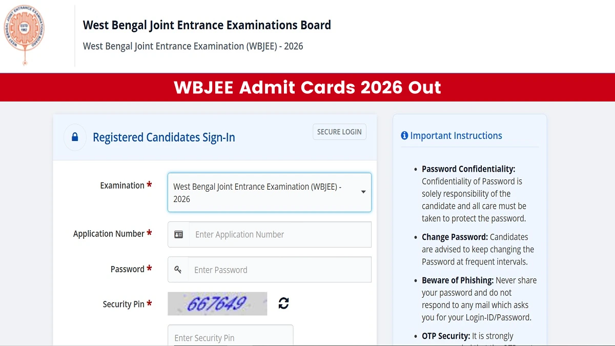 WBJEE Admit Cards 2026 Out: Download Hall Ticket Direct Link Here