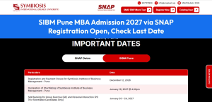 SIBM Pune MBA Admission 2027 via SNAP: Registration Open, Check Last Date