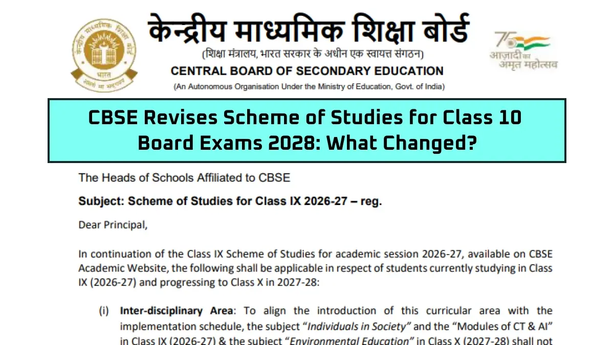 CBSE Revises Scheme of Studies for Class 10 Board Exams 2028: What Changed?