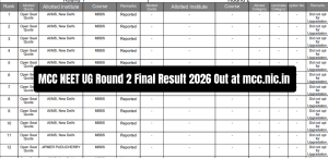 MCC NEET UG Round 2 Final Result 2026 Released; Check Seat Allotment at mcc.nic.in