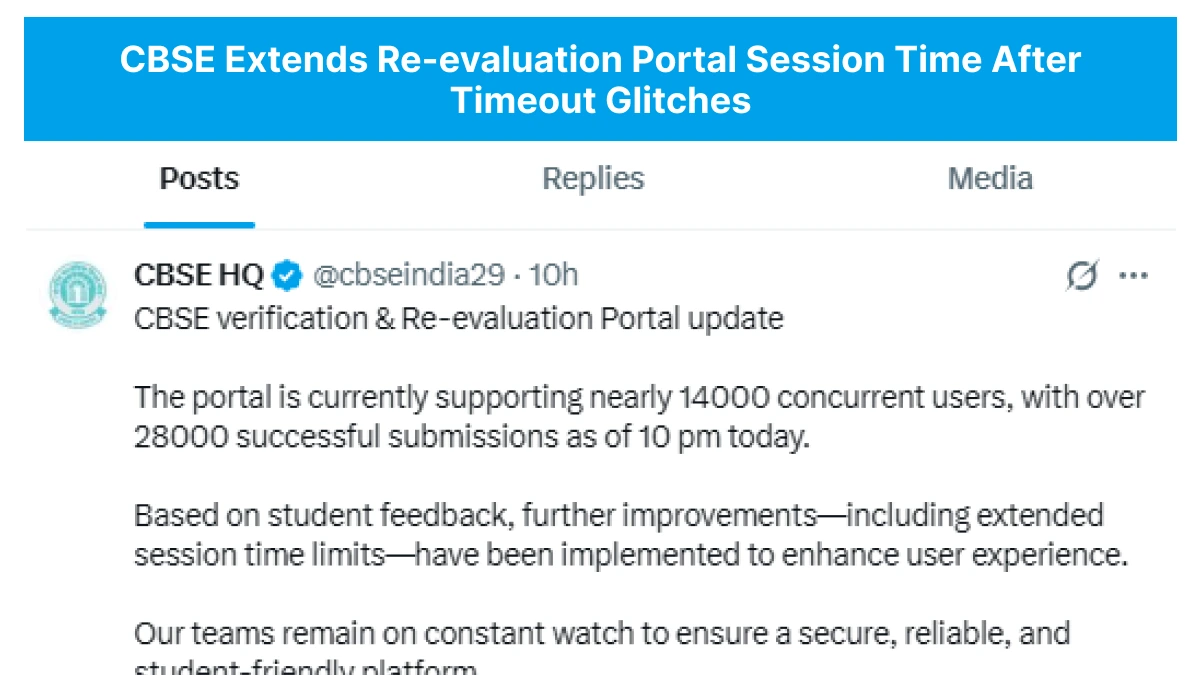 CBSE Extends Re-evaluation Portal Session Time After Timeout Glitches - Check Full Details