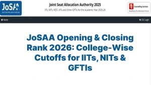 JoSAA Opening & Closing Rank 2026: College-Wise Cutoffs for IITs, NITs & GFTIs