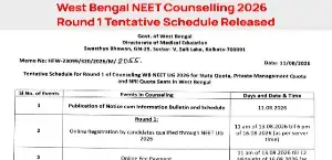 West Bengal NEET Counselling 2026 Round 1 Tentative Schedule Released; Check Important Dates