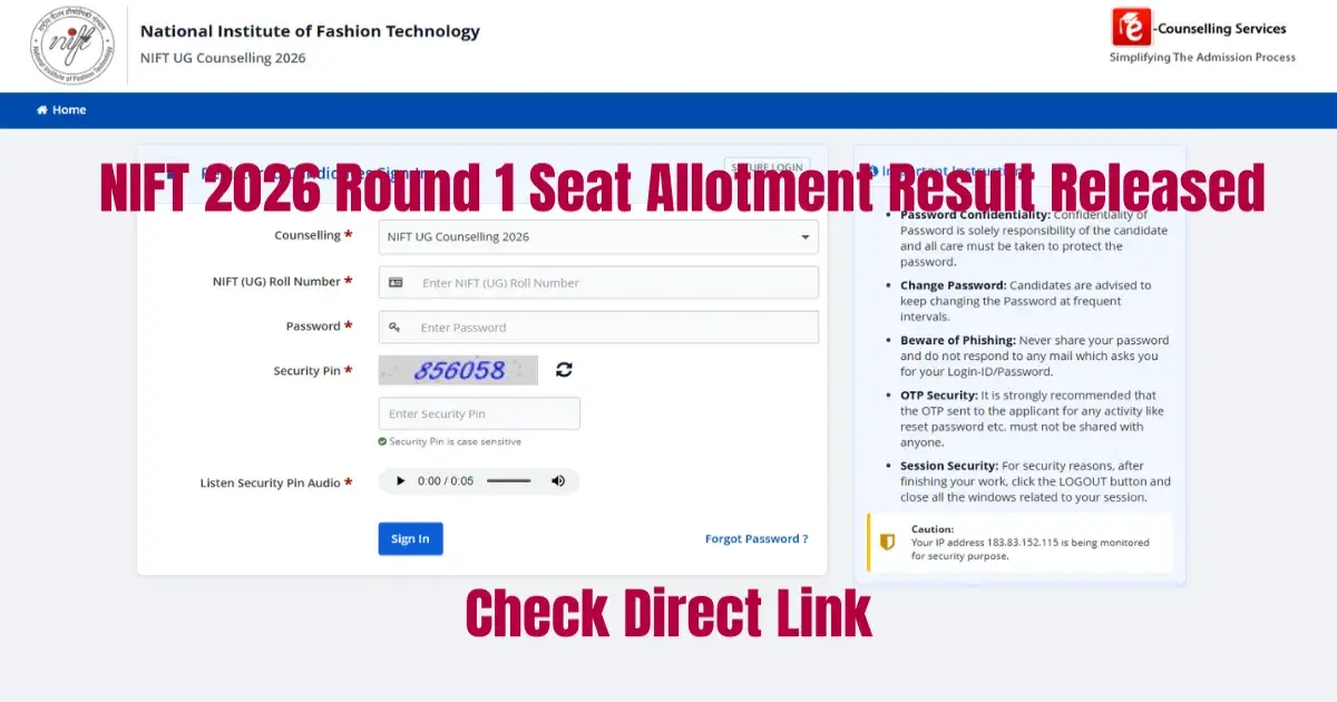 NIFT 2026 Round 1 Seat Allotment Result Released – Check Direct Link