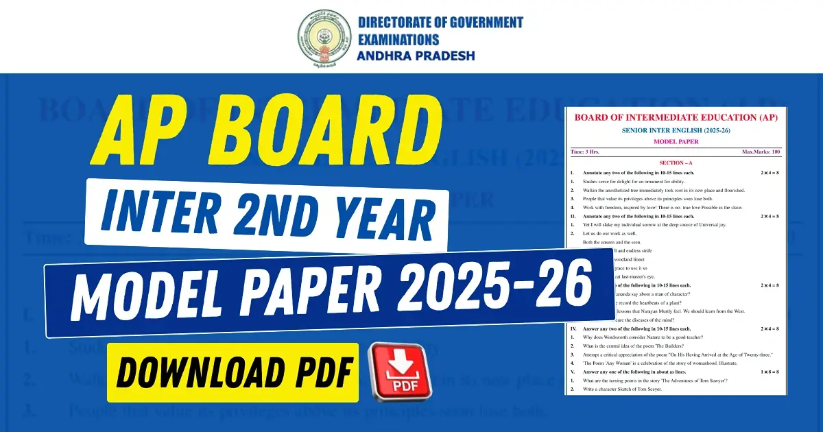 AP Board Inter 2nd Year Model Papers 2026 PDF Download - English and Telugu Medium