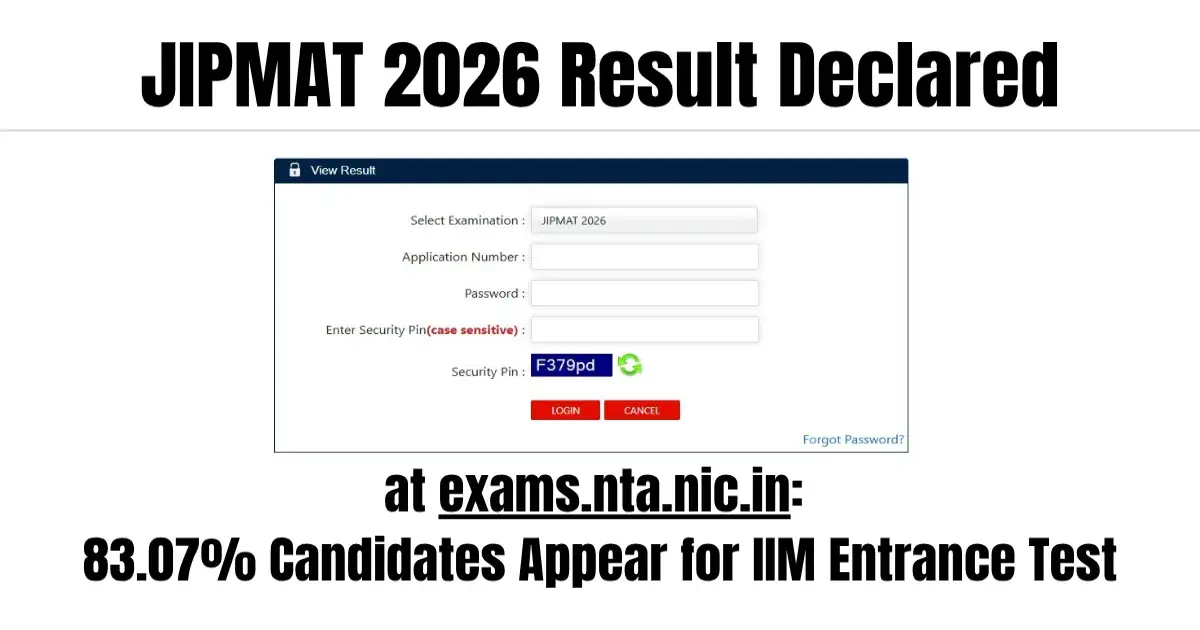 JIPMAT 2026 Result Declared: 83.07% Candidates Appear for IIM Entrance Test - Direct Link