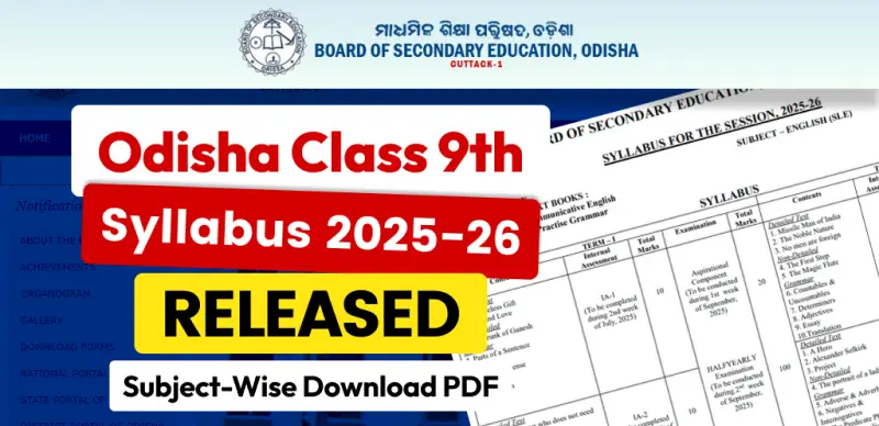 Odisha Board Class 9 Syllabus 2025-26 Released: Subject-Wise PDF Download
