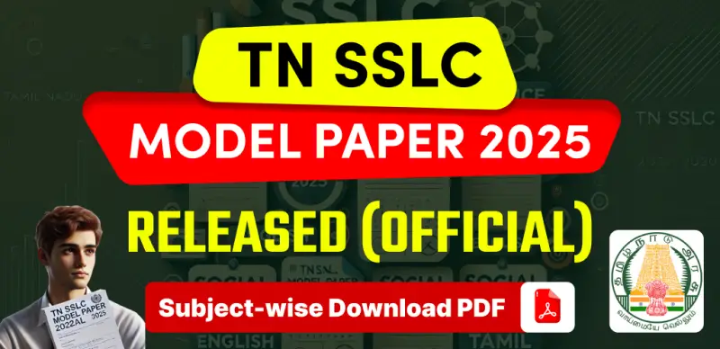 TN Board 10th Model Question Papers 2025 PDF : TN SSLC Model Papers Released, Download Subject-wise PDFs