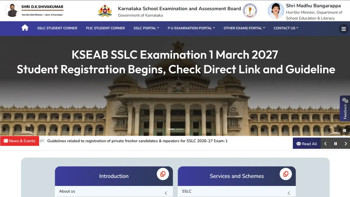 KSEAB SSLC Examination 1 March 2027: Student Registration Begins, Check Direct Link and Guidelines
