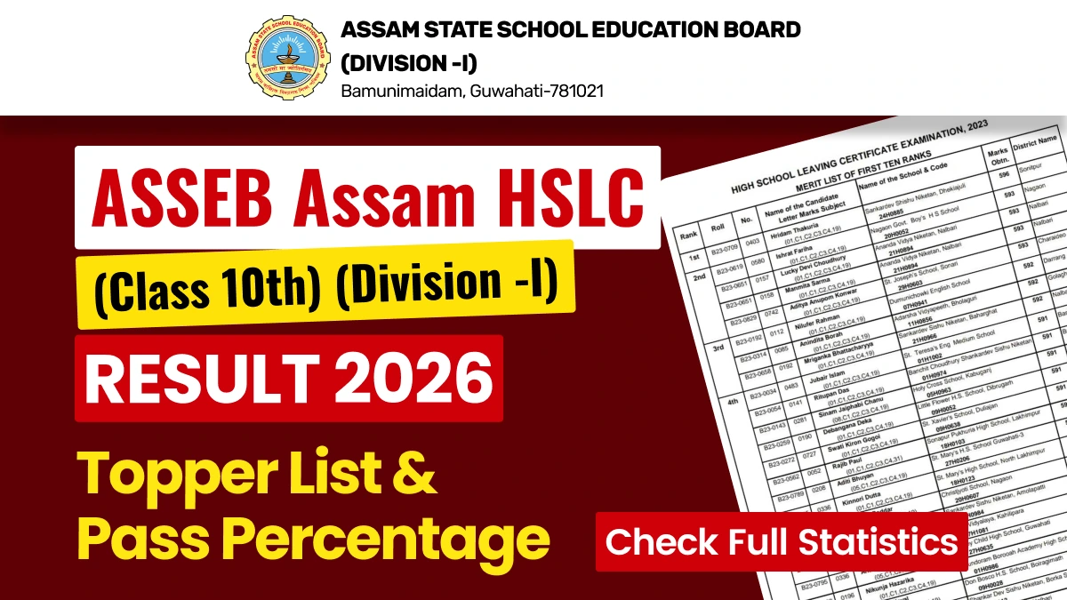 Assam HSLC Topper List 2026: 65.62% Pass, Jyotirmay Das Tops - Toppers Names, Marks & District List