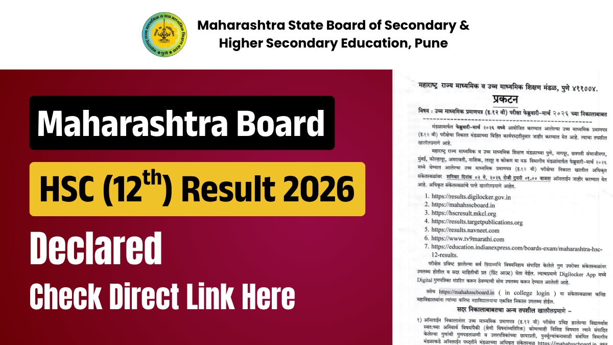 Maharashtra HSC (12th) Result 2026 Declared – Check Direct Link Here