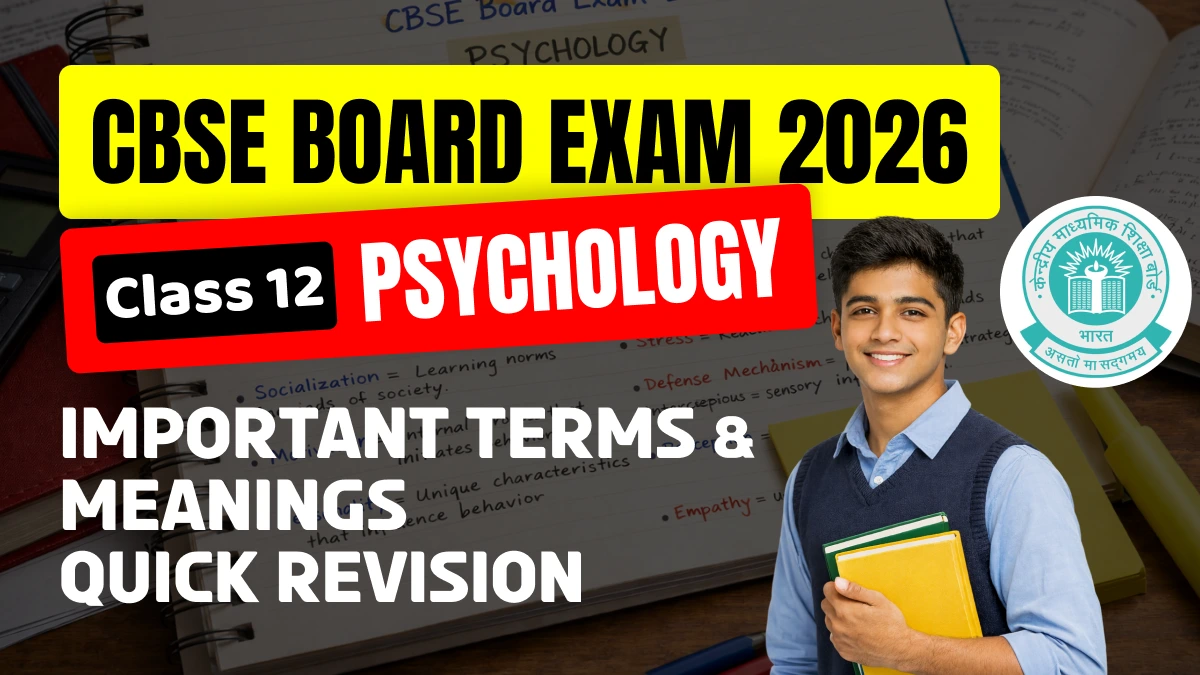 CBSE Class 12 Psychology Important Terms and Meanings — Quick Revision for Board Exam 2026