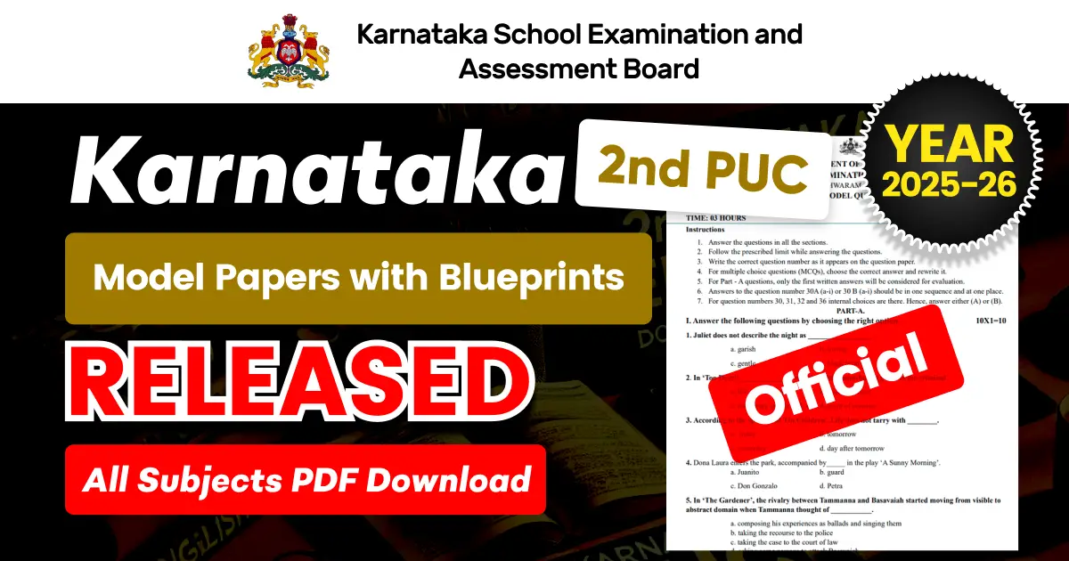 Karnataka 2nd PUC Model Papers & Blueprints 2025-26 Released: Download Subject-wise Official PDFs