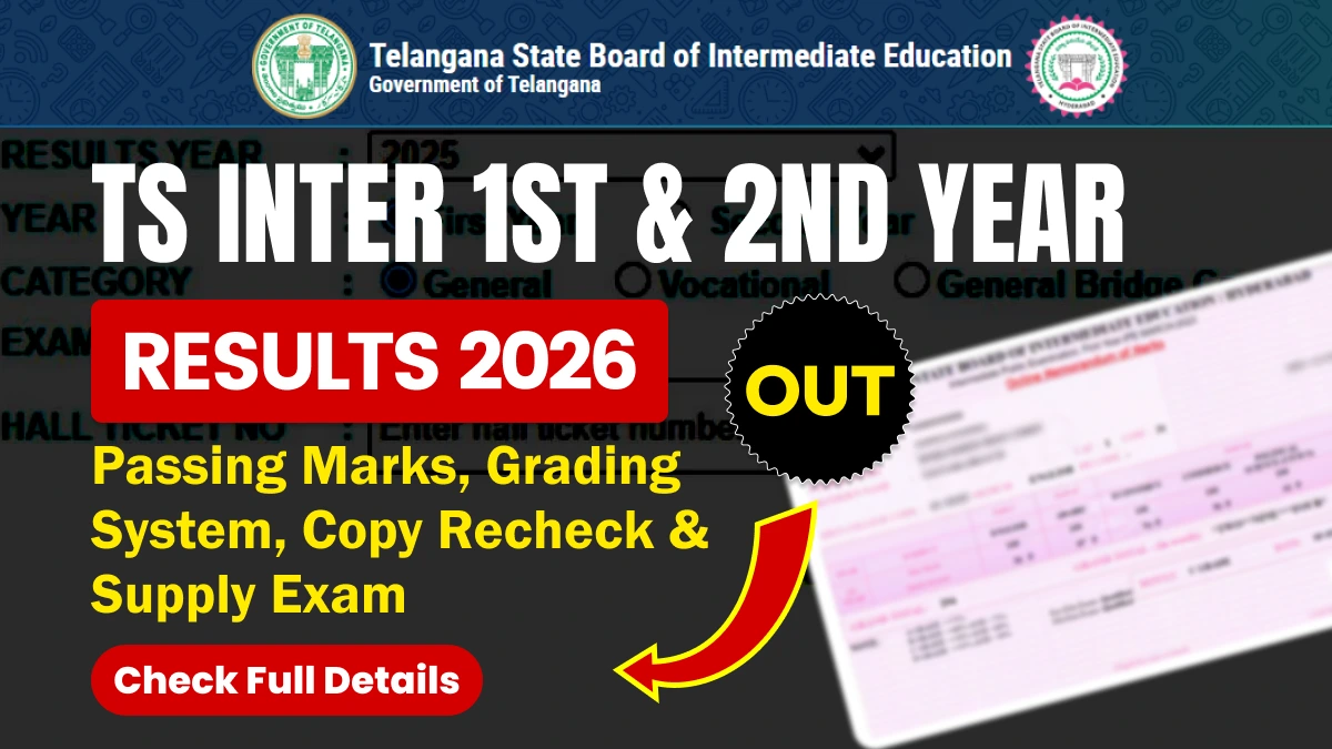 TS Inter 1st & 2nd Year Results 2026: Passing Marks, Grading System, Copy Recheck & Supply Exam - Details Here