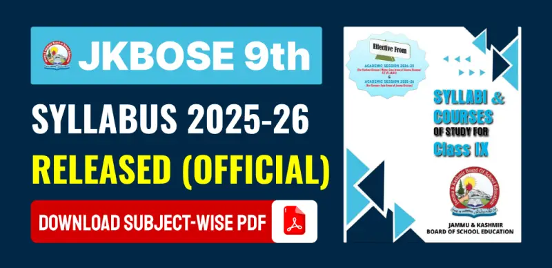 JKBOSE 9th Syllabus 2025-26 Released – Download Subject-Wise PDF