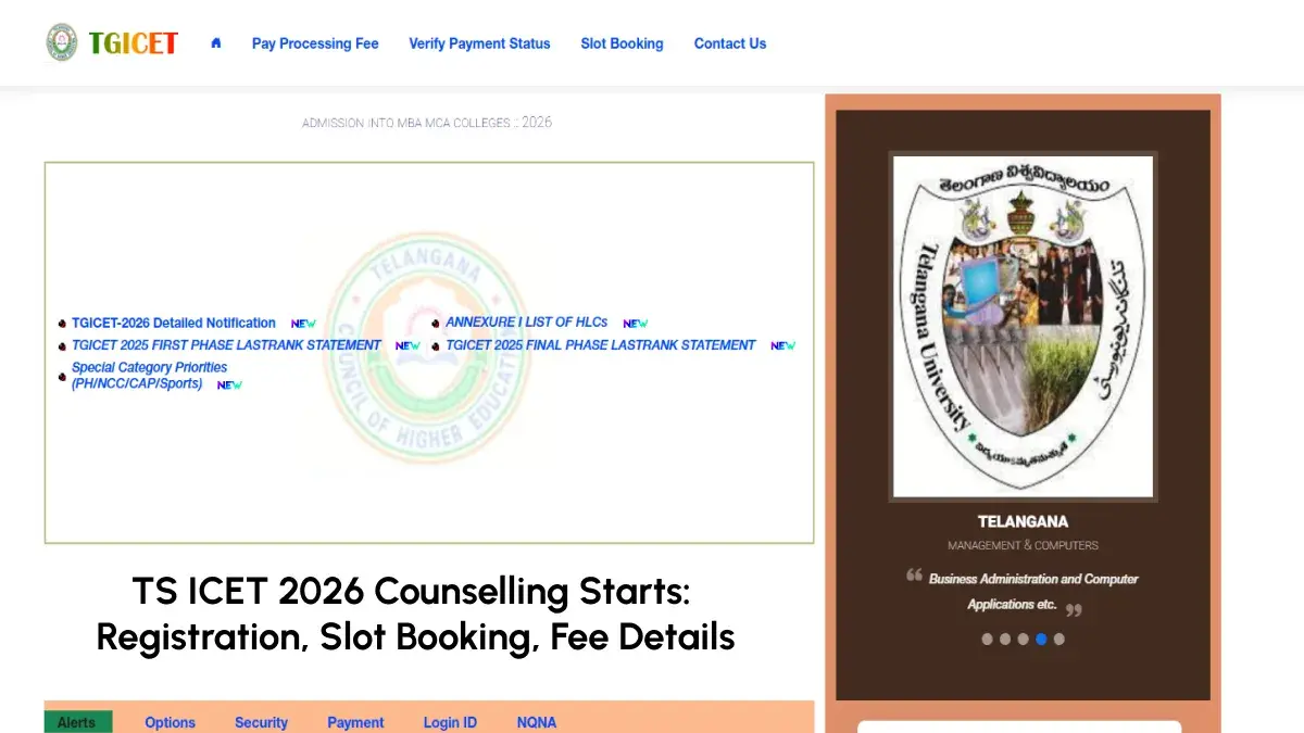 TS ICET 2026 Counselling Starts: Registration, Slot Booking, Fee Details