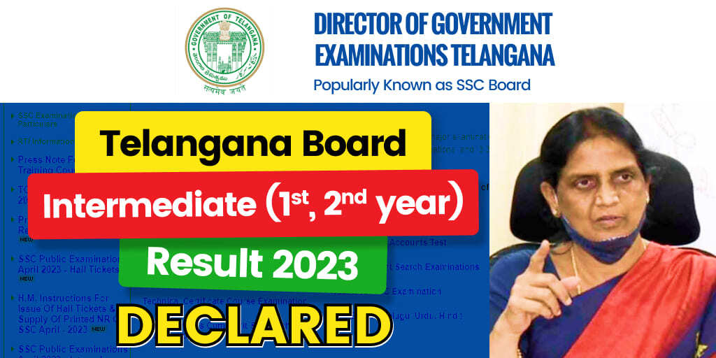 Telangana Board Inter (1st & 2nd Year) Result 2023 Declared : Direct Link Here