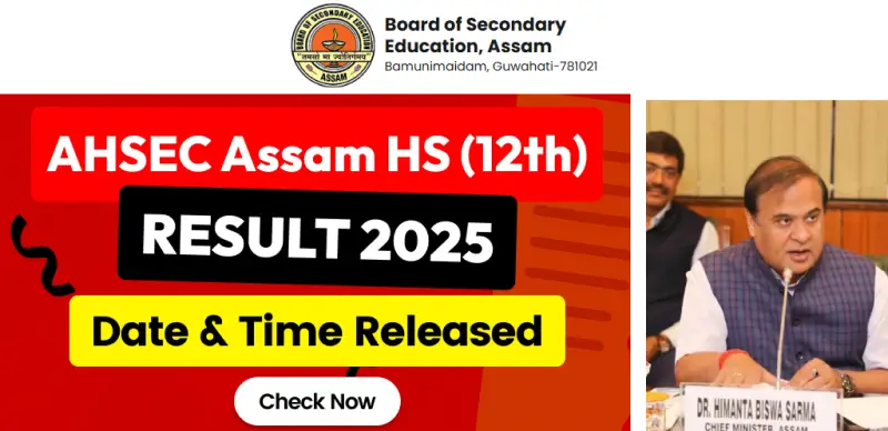 Assam Board HS Result 2025: Class 12 Results Out on April 30 at 9:00 AM– Check Details