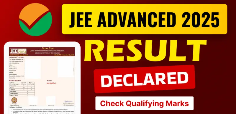 JEE Advanced 2025 Result Declared; Check Your Result and Qualifying Marks - Details Inside