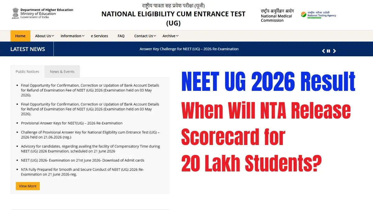 NEET UG 2026 Result: When Will NTA Release Scorecard for 20 Lakh Students?