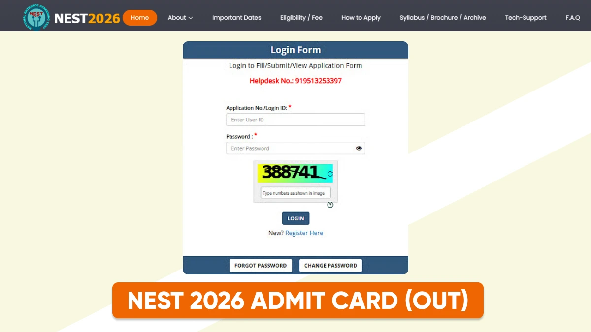 NEST 2026 Admit Card (Out): Download Hall Ticket Direct Link Here