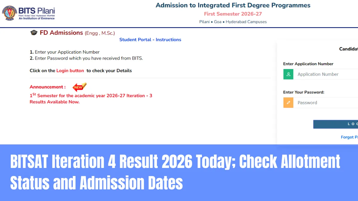 BITSAT Iteration 4 Result 2026 Today; Check Allotment Status and Admission Dates
