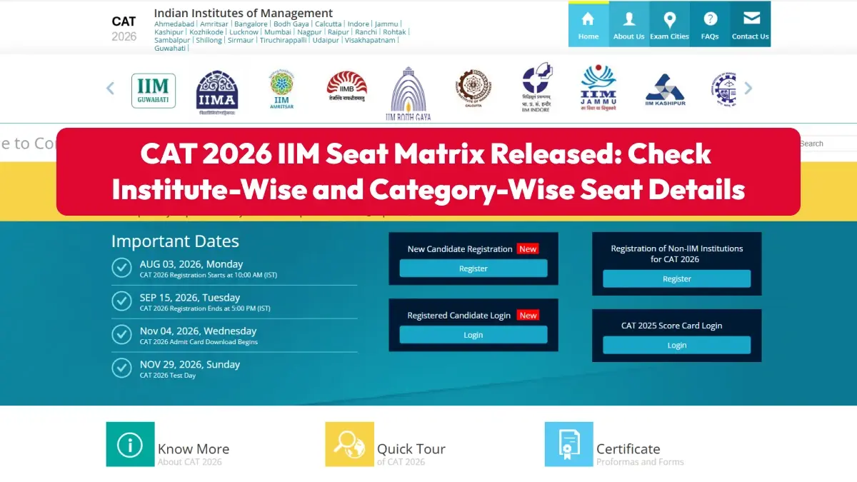 CAT 2026 IIM Seat Matrix Released: Check Institute-Wise and Category-Wise Seat Details