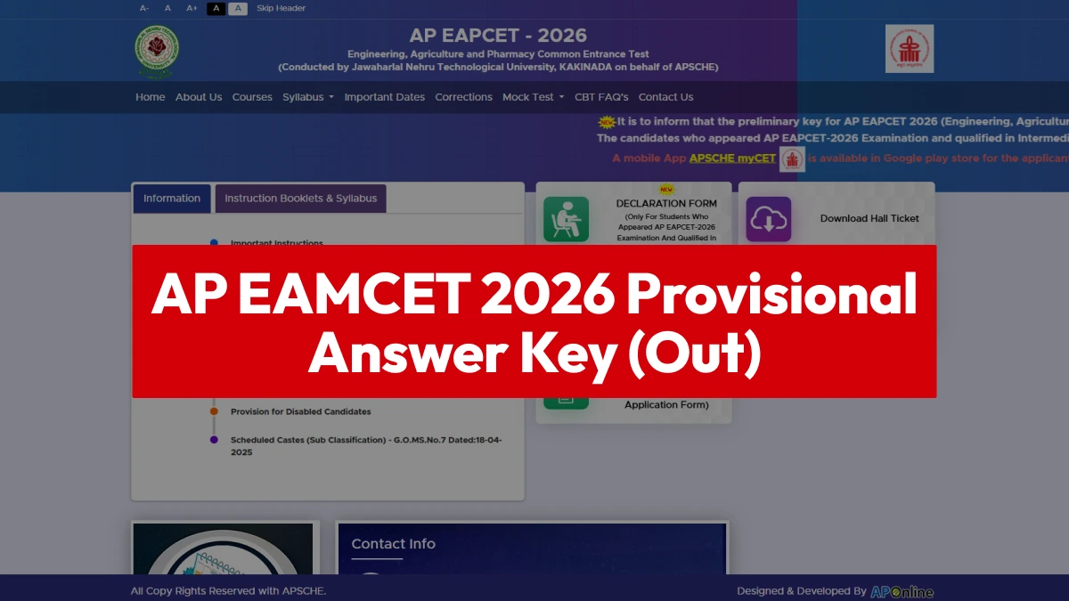 AP EAMCET 2026 Answer Key Out: Raise Objections by May 27; Direct link to Download Here