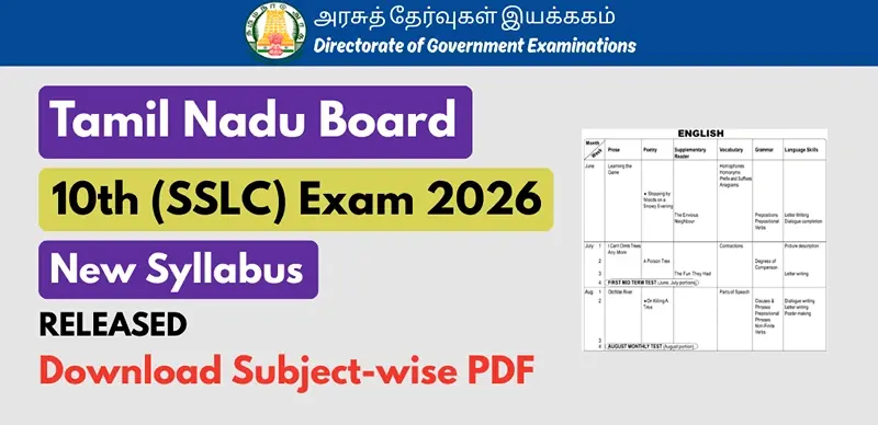 Tamil Nadu Board 10th SSLC Syllabus 2025-26 : Subject-Wise Download Free PDF