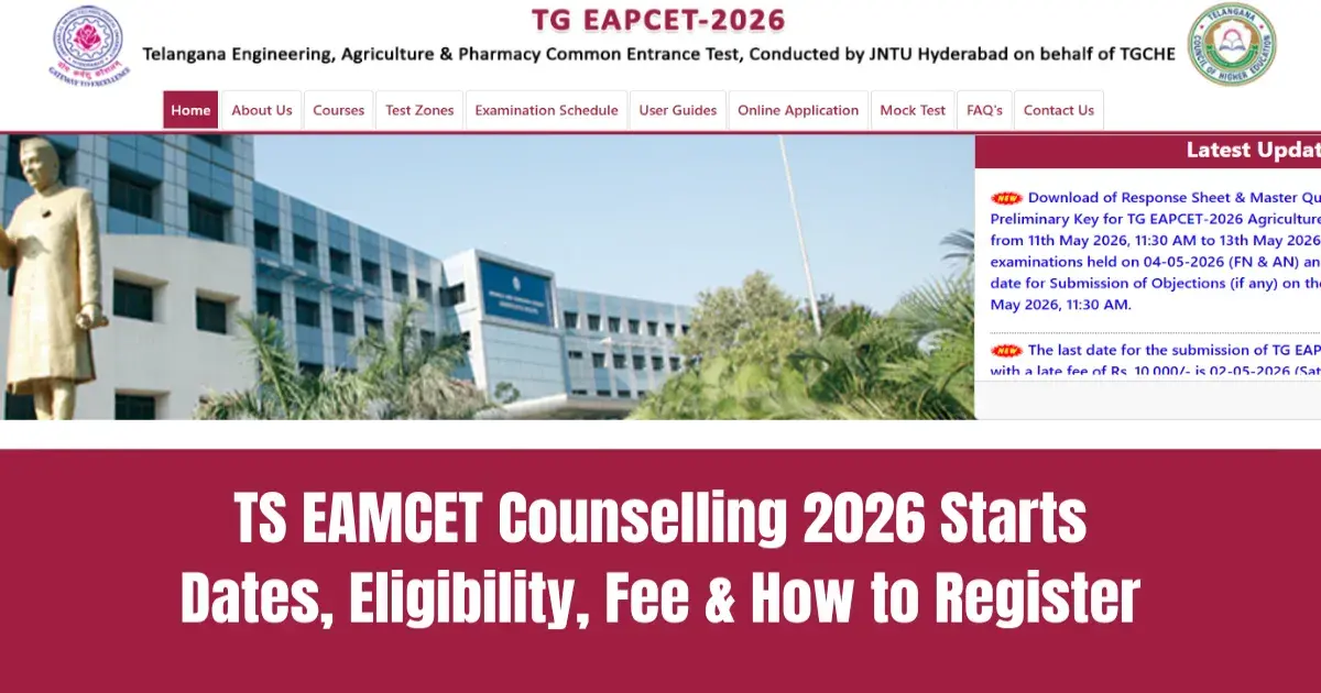 TS EAMCET Counselling 2026 Starts: Dates, Eligibility, Fee & How to Register