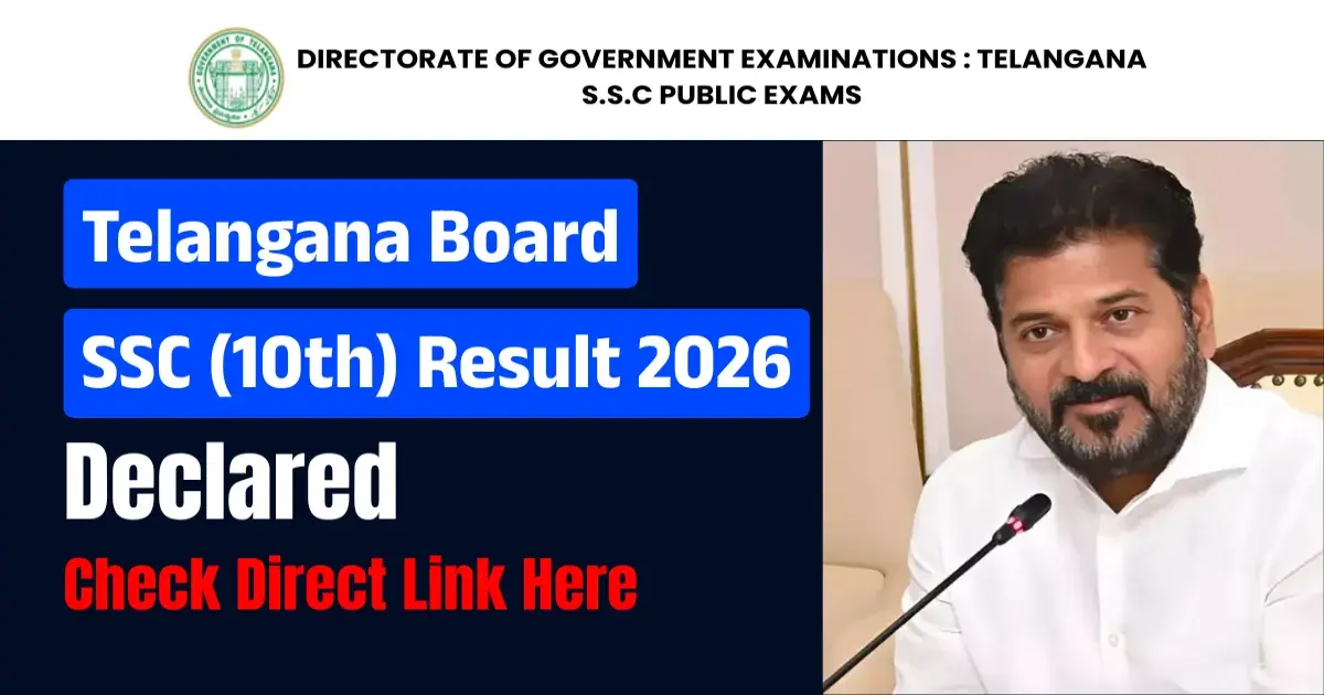 Telangana SSC (10th) Result 2026 Declared – Check Direct Link Here