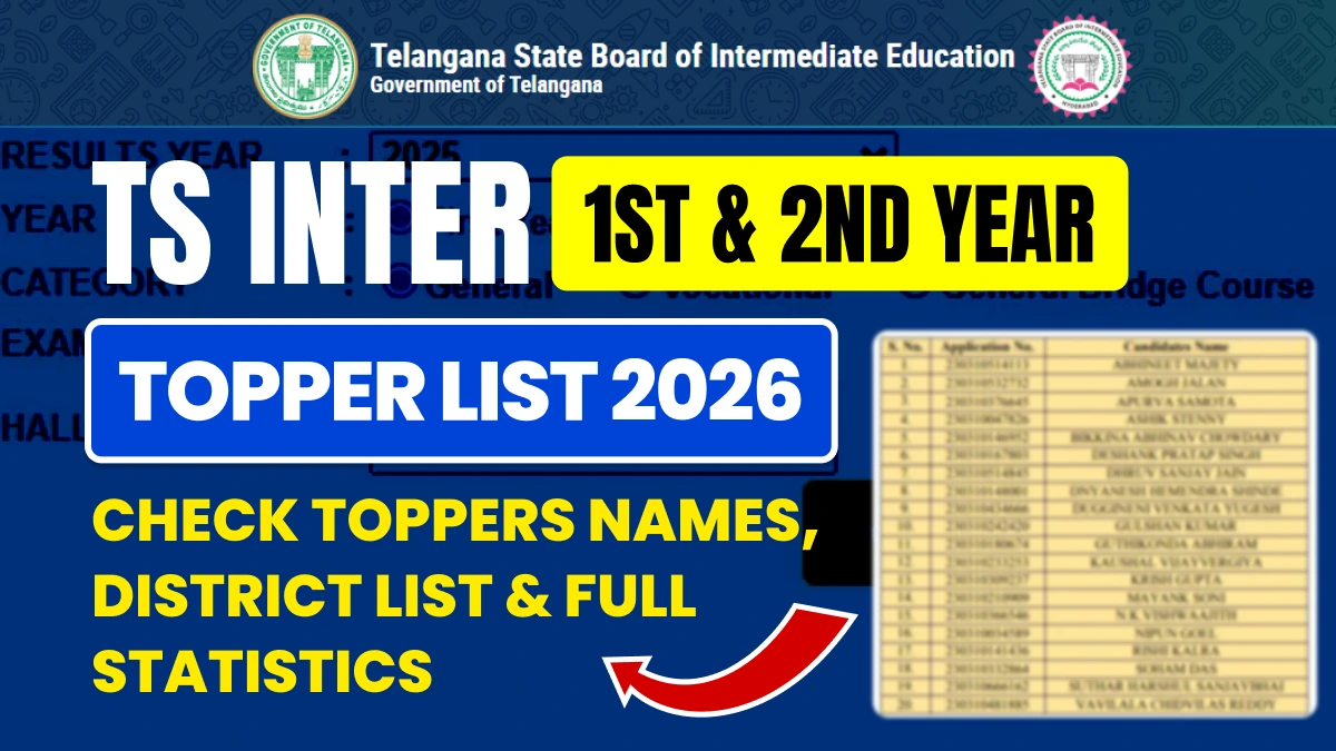 TS Inter Topper List 2026: 70.58% Pass - Toppers Names, Marks, District List & Check Full Statistics