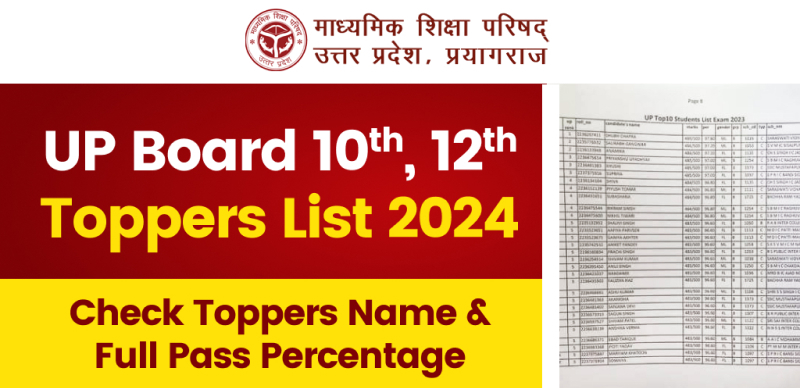 UP Board 10th,12th Toppers List 2024 : ओवरऑल पास प्रतिशत, टॉपर्स के नाम,मार्क्स और जिलेवार टॉपर सूची देखें
