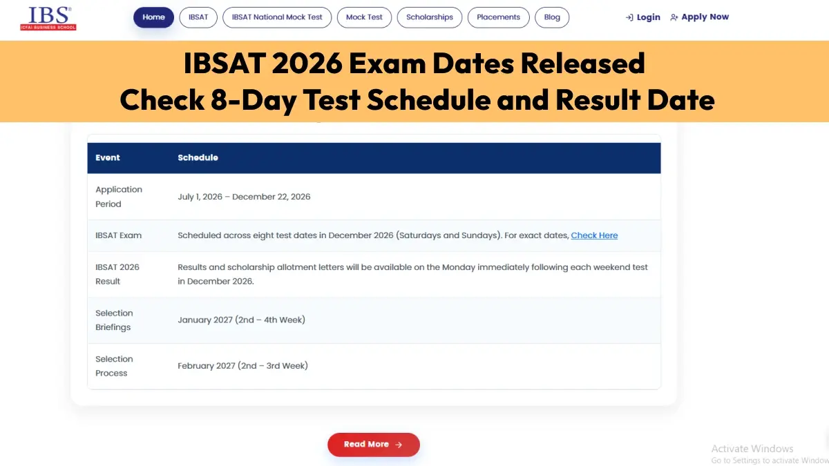 IBSAT 2026 Exam Dates Released: Check 8-Day Test Schedule and Result Date