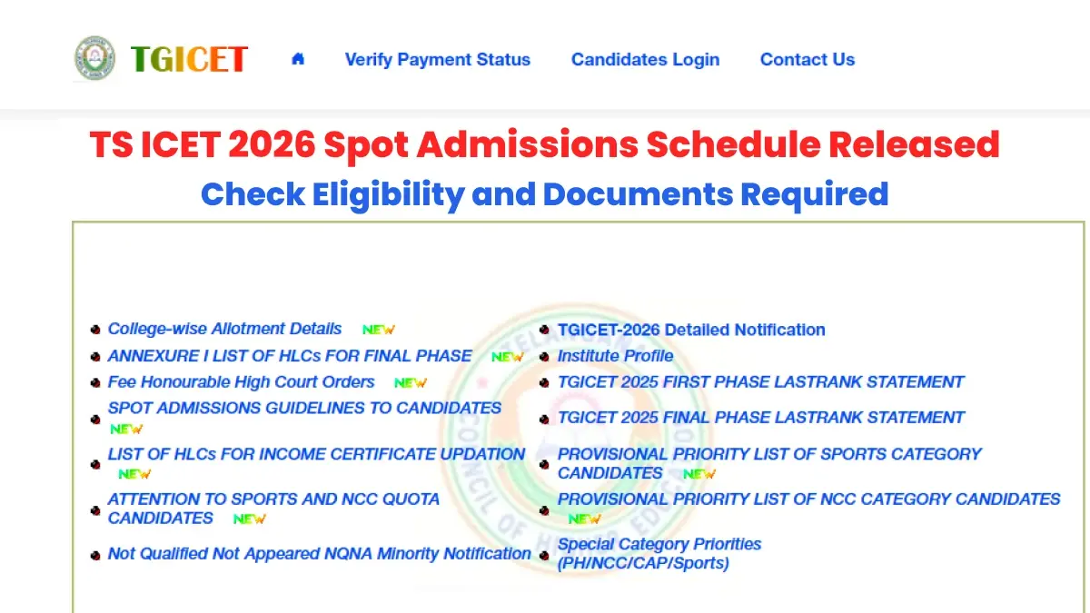 TS ICET 2026 Spot Admissions Schedule Released; Check Eligibility and Documents Required