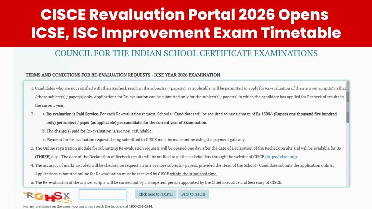 ISCE Revaluation Portal 2026 Opens – Check ICSE, ISC Improvement Exam Timetable