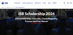 ISB Scholarship 2026: 250 Scholarships Annually, Check Eligibility, Process and Fee Waiver