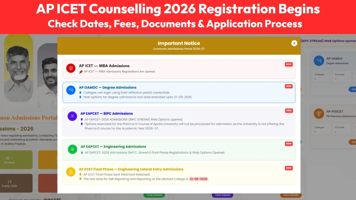 AP ICET Counselling 2026 Registration Begins: Check Dates, Fees, Documents & Application Process